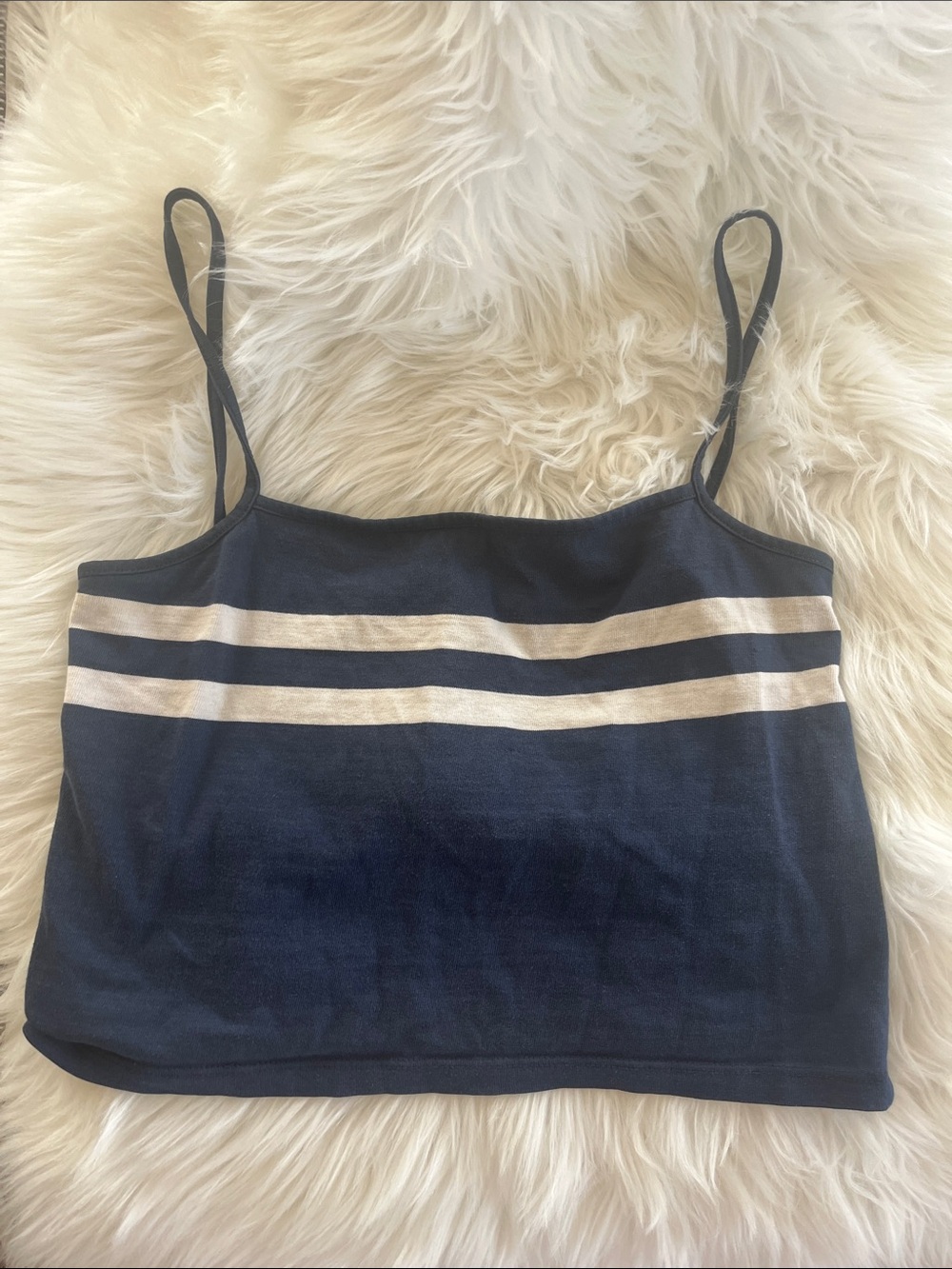 Navy Striped Cropped cotton cropped tank with white stripes